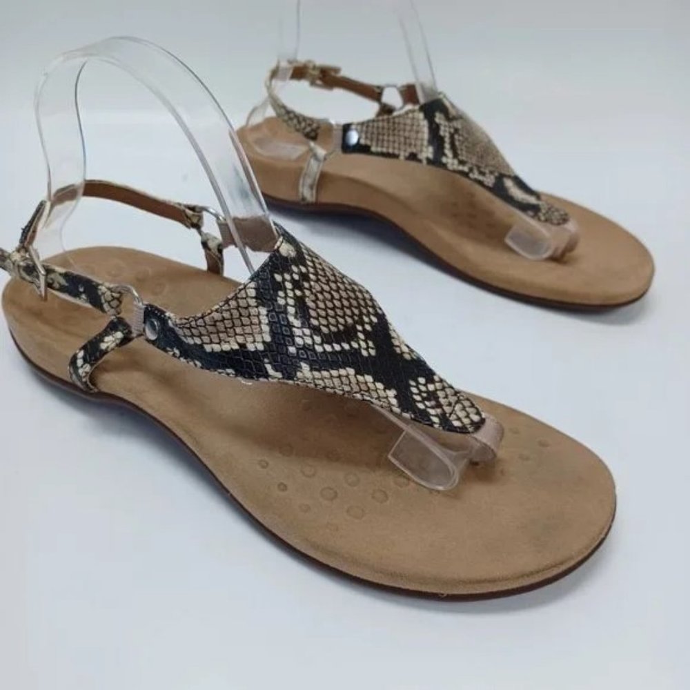 Vionic Kirra Sandals Animal Print T Strap Comfort Shoes Women's Size 6